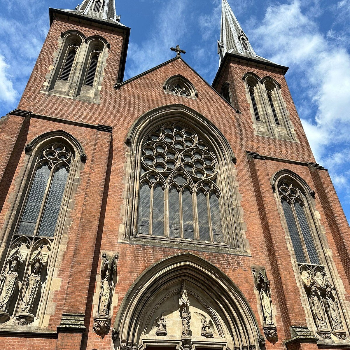 St Chad's Cathedral, Birmingham, seen from the street below.